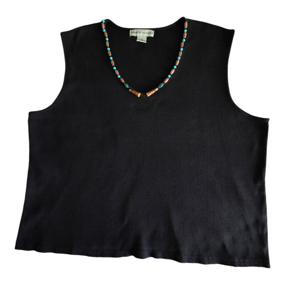 Bamboo Trader women's Black Sweater Vest 3X 100% cotton RN 58208